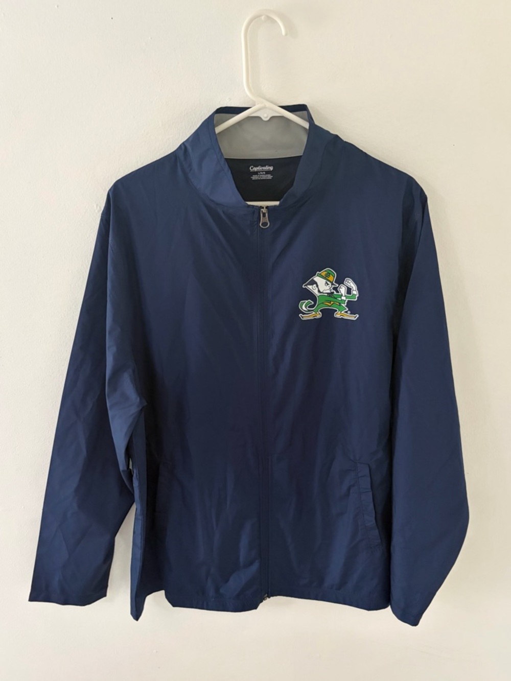NWT Captivating Notre Dame Fighting Irish Full Zip Windbreaker, Size: Large